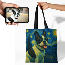 Load image into Gallery viewer, Personalized Starry Night Artwork French Bulldog Canvas Tote Bags-Accessories-Accessories,Bags,Dog Mom Gifts,French Bulldog,Personalize Artwork-1