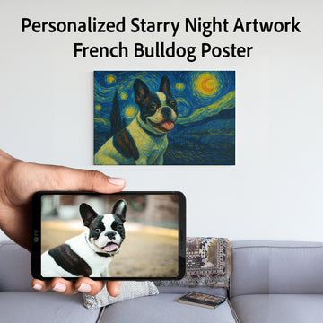 Personalized Starry Night Artwork French Bulldog Pre Framed Canvas Poster 360x