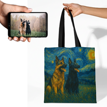 Load image into Gallery viewer, Personalized Starry Night Artwork German Shepherd Canvas Tote Bags-Accessories-Accessories,Bags,Dog Mom Gifts,German Shepherd,Personalize Artwork-1