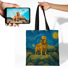 Load image into Gallery viewer, Personalized Starry Night Artwork Golden Retriever Canvas Tote Bags-Accessories-Accessories,Bags,Dog Mom Gifts,Golden Retriever,Personalize Artwork-1