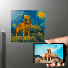 Load image into Gallery viewer, Personalized Starry Night Artwork — Golden Retriever Fridge Magnet-Home Decor-Dog Dad Gifts,Dog Memorial Gifts,Dog Mom Gifts,Golden Retriever,Home Decor,Personalize Artwork-1
