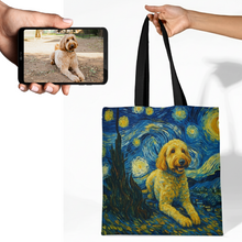 Load image into Gallery viewer, Personalized Starry Night Artwork Goldendoodle Canvas Tote Bags-Accessories-Accessories,Bags,Dog Mom Gifts,Goldendoodle,Personalize Artwork-1
