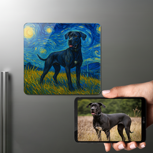 Personalized Starry Night Artwork — Great Dane Fridge Magnet-Home Decor-Dog Dad Gifts,Dog Memorial Gifts,Dog Mom Gifts,Great Dane,Home Decor,Personalize Artwork-1