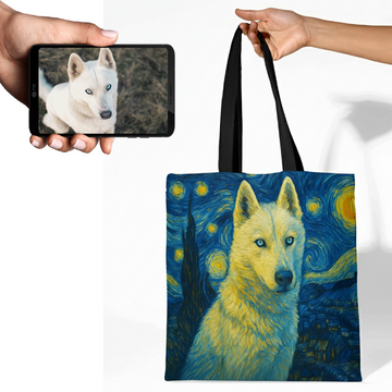 Personalized Starry Night Artwork Husky Canvas Tote Bags 360x