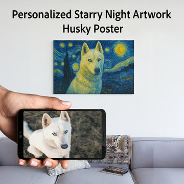 Personalized Starry Night Artwork Husky Pre Framed Canvas Poster Square 8 X 8 360x