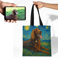 Load image into Gallery viewer, Personalized Starry Night Artwork Irish Setter Canvas Tote Bags-Accessories-Accessories,Bags,Dog Mom Gifts,Irish Setter,Personalize Artwork-1
