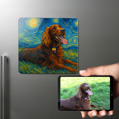 Personalized Starry Night Artwork — Irish Setter Fridge Magnet-Home Decor-Dog Dad Gifts,Dog Memorial Gifts,Dog Mom Gifts,Home Decor,Irish Setter,Personalize Artwork-1