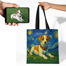 Load image into Gallery viewer, Personalized Starry Night Artwork Jack Russell Terrier Canvas Tote Bags-Accessories-Accessories,Bags,Dog Mom Gifts,Jack Russell Terrier,Personalize Artwork-1