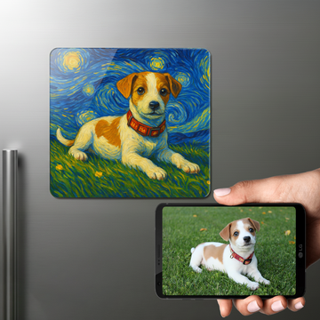 Personalized Starry Night Artwork Jack Russell Terrier Fridge Magnet 360x