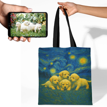 Personalized Starry Night Artwork Labrador Canvas Tote Bags 360x