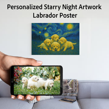 Personalized Starry Night Artwork Labrador Pre Framed Canvas Poster 360x