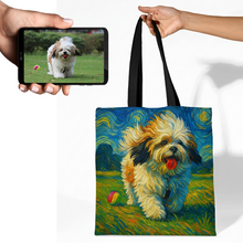 Load image into Gallery viewer, Personalized Starry Night Artwork Lhasa Apso Canvas Tote Bags-Accessories-Accessories,Bags,Dog Mom Gifts,Lhasa Apso,Personalize Artwork-1