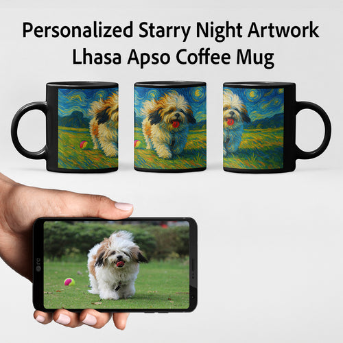 Personalized Starry Night Artwork Lhasa Apso Coffee Mug-Mug-Dog Dad Gifts,Dog Memorial Gifts,Dog Mom Gifts,Lhasa Apso,Mugs,Personalize Artwork-1