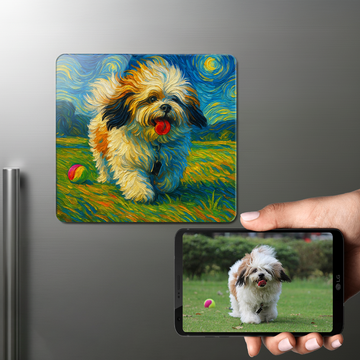 Personalized Starry Night Artwork Lhasa Apso Fridge Magnet 360x