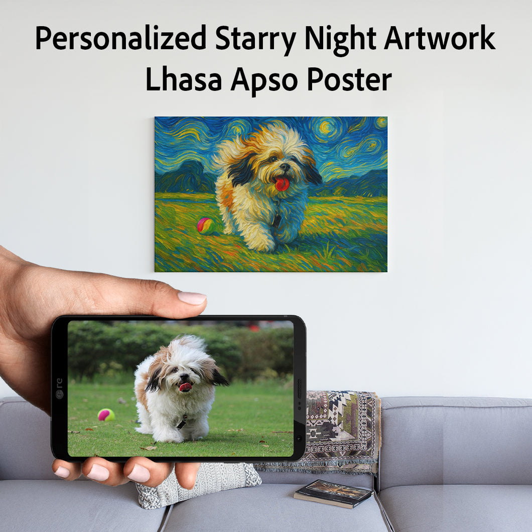 Personalized Starry Night Artwork Lhasa Apso Pre-framed Canvas Poster-Home Decor-Dog Art,Dog Dad Gifts,Dog Memorial Gifts,Dog Mom Gifts,Home Decor,Lhasa Apso,Personalize Artwork-Square - 8