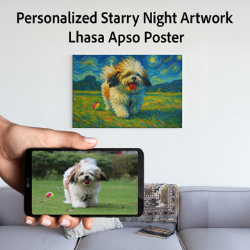 Personalized Starry Night Artwork Lhasa Apso Pre Framed Canvas Poster 360x