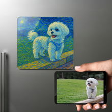 Load image into Gallery viewer, Personalized Starry Night Artwork — Maltese Fridge Magnet-Home Decor-Dog Dad Gifts,Dog Memorial Gifts,Dog Mom Gifts,Home Decor,Maltese,Personalize Artwork-1
