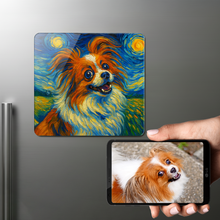 Load image into Gallery viewer, Personalized Starry Night Artwork — Papillon Fridge Magnet-Home Decor-Dog Dad Gifts,Dog Memorial Gifts,Dog Mom Gifts,Home Decor,Personalize Artwork-1