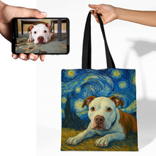 Load image into Gallery viewer, Personalized Starry Night Artwork Pit Bull Canvas Tote Bags-Accessories-Accessories,Bags,Dog Mom Gifts,Personalize Artwork,Pit Bull-1