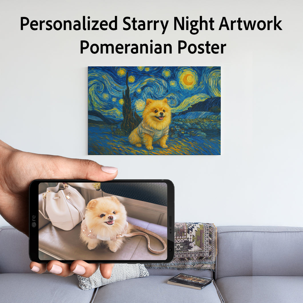 Personalized Starry Night Artwork Pomeranian Pre-framed Canvas Poster-Home Decor-Dog Art,Dog Dad Gifts,Dog Memorial Gifts,Dog Mom Gifts,Home Decor,Personalize Artwork,Pomeranian-Square - 8