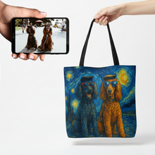 Load image into Gallery viewer, Personalized Starry Night Artwork Poodle Canvas Tote Bags-Accessories-Accessories,Bags,Dog Mom Gifts,Personalize Artwork,Poodle-1