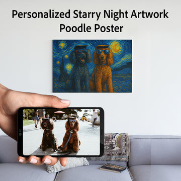 Personalized Starry Night Artwork Poodle Pre Framed Canvas Poster 360x