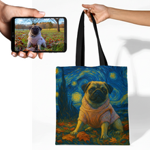 Load image into Gallery viewer, Personalized Starry Night Artwork Pug Canvas Tote Bags-Accessories-Accessories,Bags,Dog Mom Gifts,Personalize Artwork,Pug-1