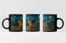Load image into Gallery viewer, Personalized Starry Night Artwork Pug Coffee Mug-Mug-Dog Dad Gifts,Dog Memorial Gifts,Dog Mom Gifts,Mugs,Personalize Artwork,Pug,Pug - Black-2