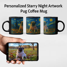 Load image into Gallery viewer, Personalized Starry Night Artwork Pug Coffee Mug-Mug-Dog Dad Gifts,Dog Memorial Gifts,Dog Mom Gifts,Mugs,Personalize Artwork,Pug,Pug - Black-1