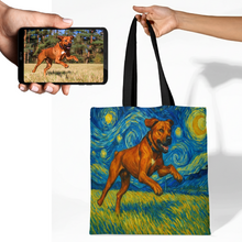 Load image into Gallery viewer, Personalized Starry Night Artwork Rhodesian Ridgeback Canvas Tote Bags-Accessories-Accessories,Bags,Dog Mom Gifts,Personalize Artwork,Rhodesian Ridgeback-1