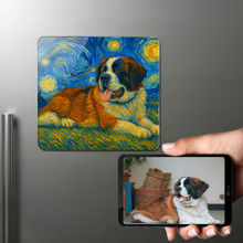 Load image into Gallery viewer, Personalized Starry Night Artwork — Saint Bernard Fridge Magnet-Home Decor-Dog Dad Gifts,Dog Memorial Gifts,Dog Mom Gifts,Home Decor,Personalize Artwork,Saint Bernard-1