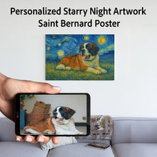 Load image into Gallery viewer, Personalized Starry Night Artwork Saint Bernard Pre-framed Canvas Poster-Home Decor-Dog Art,Dog Dad Gifts,Dog Memorial Gifts,Dog Mom Gifts,Home Decor,Personalize Artwork,Saint Bernard-Square - 8" x 8"-7
