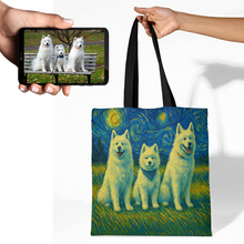 Load image into Gallery viewer, Personalized Starry Night Artwork Samoyed Canvas Tote Bags-Accessories-Accessories,Bags,Dog Mom Gifts,Personalize Artwork,Samoyed-1
