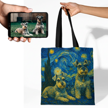 Load image into Gallery viewer, Personalized Starry Night Artwork Schnauzer Canvas Tote Bags-Accessories-Accessories,Bags,Dog Mom Gifts,Personalize Artwork,Schnauzer-1