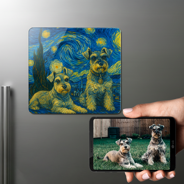Personalized Starry Night Artwork Schnauzer Fridge Magnet 360x