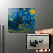 Load image into Gallery viewer, Personalized Starry Night Artwork — Scottie Dog Fridge Magnet-Home Decor-Dog Dad Gifts,Dog Memorial Gifts,Dog Mom Gifts,Home Decor,Personalize Artwork,Scottish Terrier-1