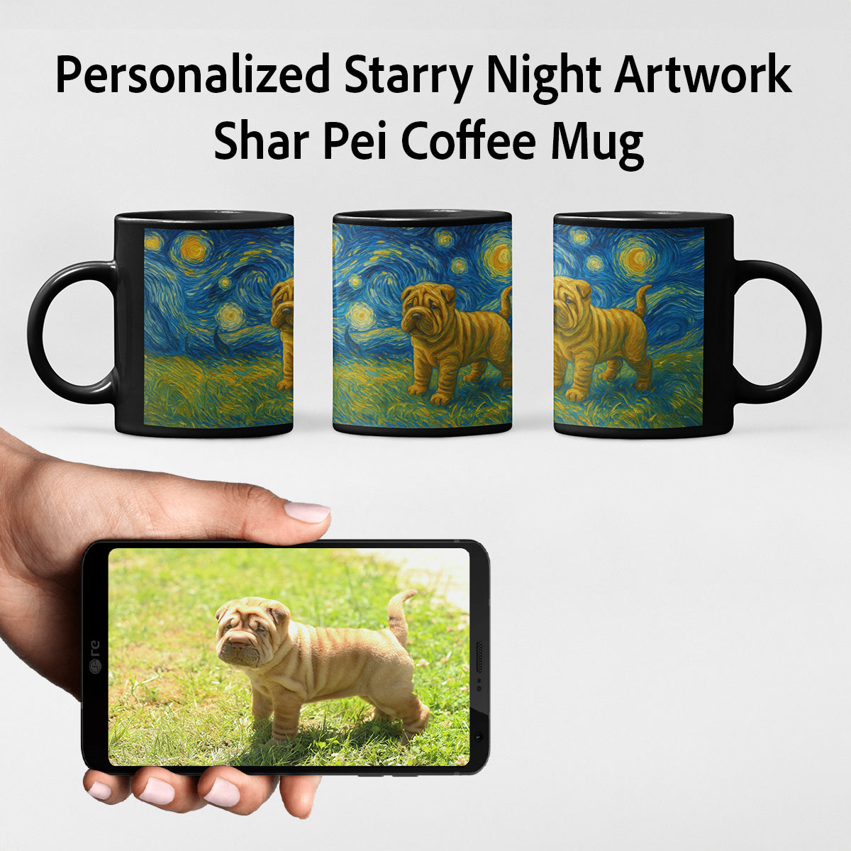 Personalized Starry Night Artwork Shar Pei Coffee Mug