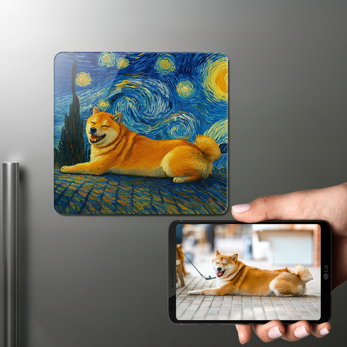 Personalized Starry Night Artwork — Shiba Inu Fridge Magnet-Home Decor-Dog Dad Gifts,Dog Memorial Gifts,Dog Mom Gifts,Home Decor,Personalize Artwork,Shiba Inu-1