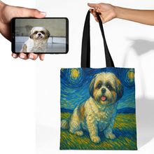 Load image into Gallery viewer, Personalized Starry Night Artwork Shih Tzu Canvas Tote Bags-Accessories-Accessories,Bags,Dog Mom Gifts,Personalize Artwork,Shih Tzu-1