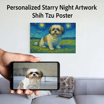 Personalized Starry Night Artwork Shih Tzu Pre Framed Canvas Poster 360x
