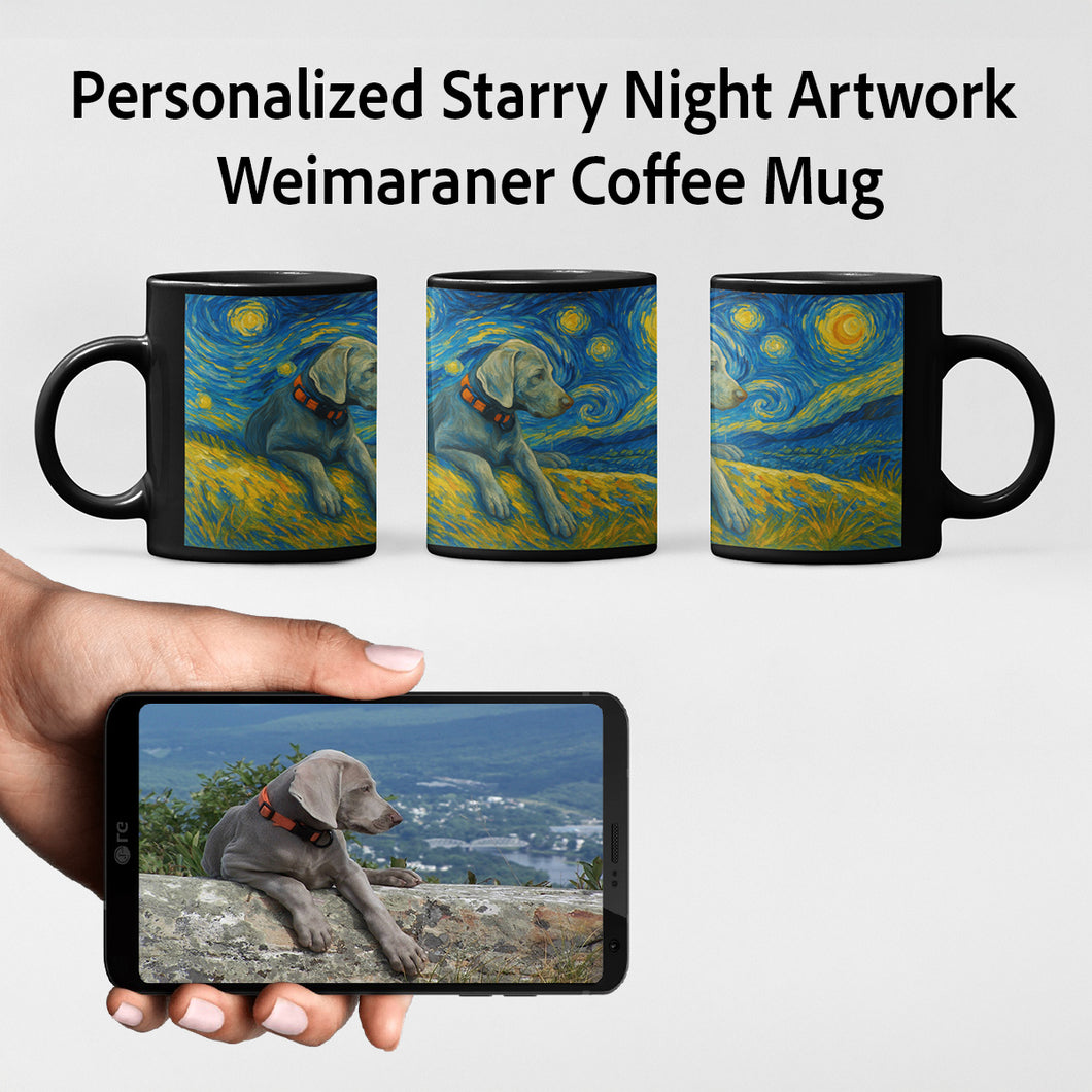 Personalized Starry Night Artwork Weimaraner Coffee Mug-Mug-Dog Dad Gifts,Dog Memorial Gifts,Dog Mom Gifts,Mugs,Personalize Artwork,Weimaraner-1