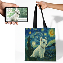 Load image into Gallery viewer, Personalized Starry Night Artwork West Highland Terrier Canvas Tote Bags-Accessories-Accessories,Bags,Dog Mom Gifts,Personalize Artwork,West Highland Terrier-1