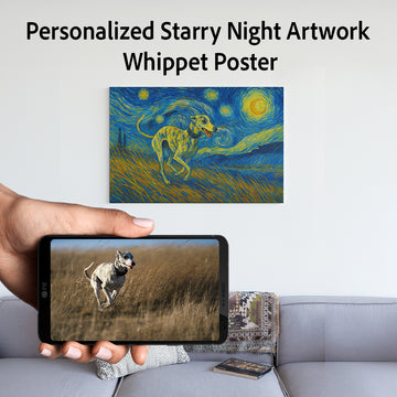 Personalized Starry Night Artwork Whippet Pre Framed Canvas Poster 360x