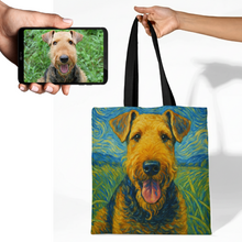Load image into Gallery viewer, Personalized Starry Night Artwork Wire Fox Terrier Canvas Tote Bags-Accessories-Accessories,Bags,Dog Mom Gifts,Personalize Artwork,Wire Fox Terrier-1