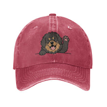 Load image into Gallery viewer, Personalized Tibetan Mastiff Baseball Cap - Waving Tibetan Mastiff Design - Match Your Dog's Coat Color-Hats &amp; Caps-Accessories,Baseball Caps,Dog Dad Gifts,Dog Mom Gifts,Tibetan Mastiff-Red-One Size-1