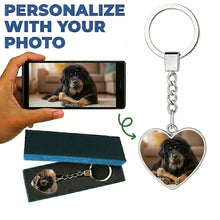 Load image into Gallery viewer, Personalized Tibetan Mastiff Keychain – Heart Shaped – Double-Sided Glass-Key Chain-Accessories,Keychain,Upload Photo-1