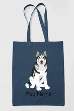 Load image into Gallery viewer, Personalized Utonagan Love Zippered Tote Bag-Accessories-Accessories, Bags, Dog Mom Gifts, Personalized, Utonagan-Zippered Tote Bag-Navy Blue-Classic-14