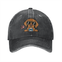 Load image into Gallery viewer, Personalized Vizsla Baseball Cap - Romeo Vizsla Design - Match Your Dog's Coat Color-Hats &amp; Caps-Accessories,Baseball Caps,Dog Mom Gifts-Black-One Size-1