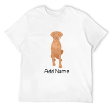 Load image into Gallery viewer, Personalized Vizsla Dad Cotton T Shirt-Apparel-Apparel, Dog Dad Gifts, Personalized, Shirt, T Shirt, Vizsla-Men&#39;s Cotton T Shirt-White-Medium-10