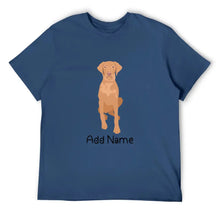 Load image into Gallery viewer, Personalized Vizsla Dad Cotton T Shirt-Apparel-Apparel, Dog Dad Gifts, Personalized, Shirt, T Shirt, Vizsla-Men&#39;s Cotton T Shirt-Navy Blue-Medium-12